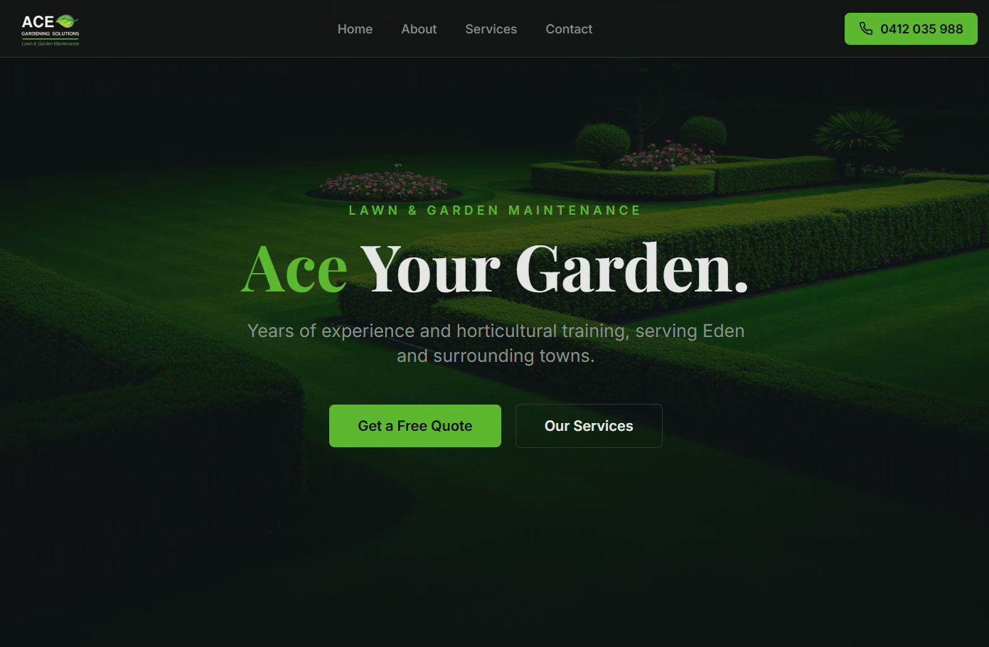 Website design for Ace Gardening Solutions